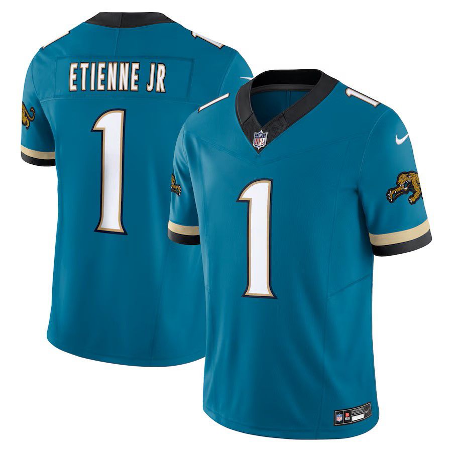 Men Jacksonville Jaguars #1 Travis Etienne Green Nike Throwback Vapor F.U.S.E. Limited NFL Jersey